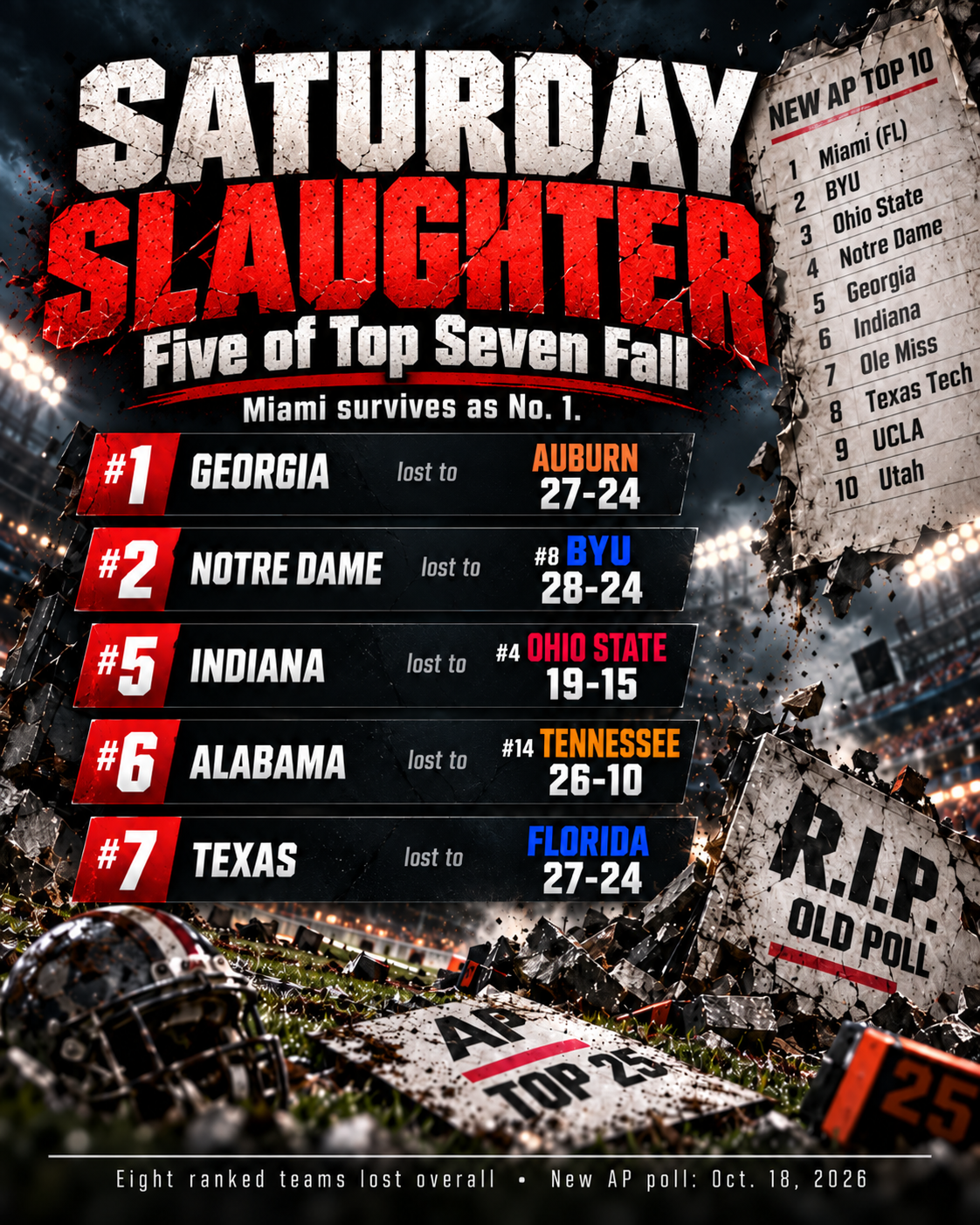 Saturday Slaughter Graphic by Hall of Football.